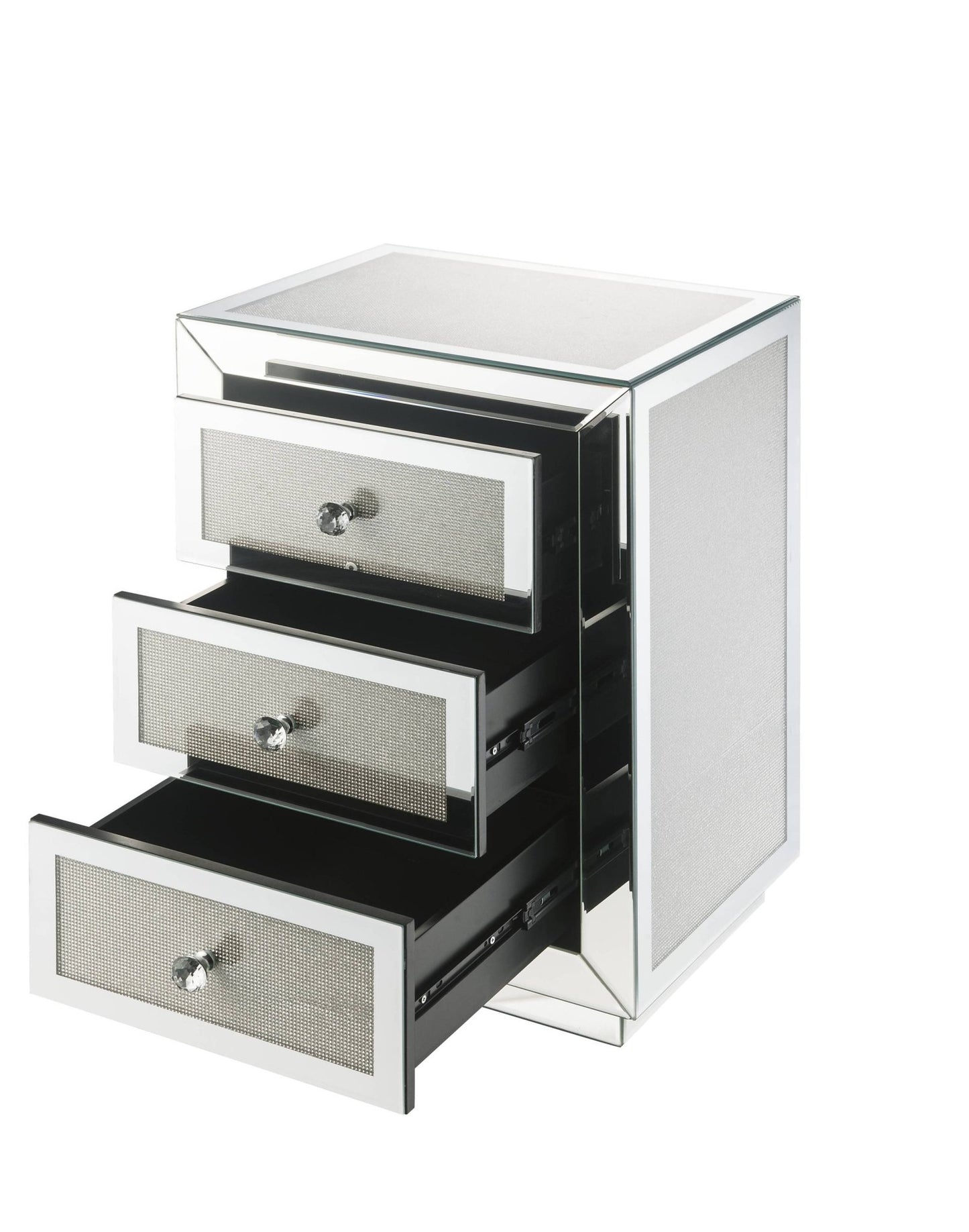 Silver Mirrored 3-Drawer Accent Table - 1st Choice Furniture Direct