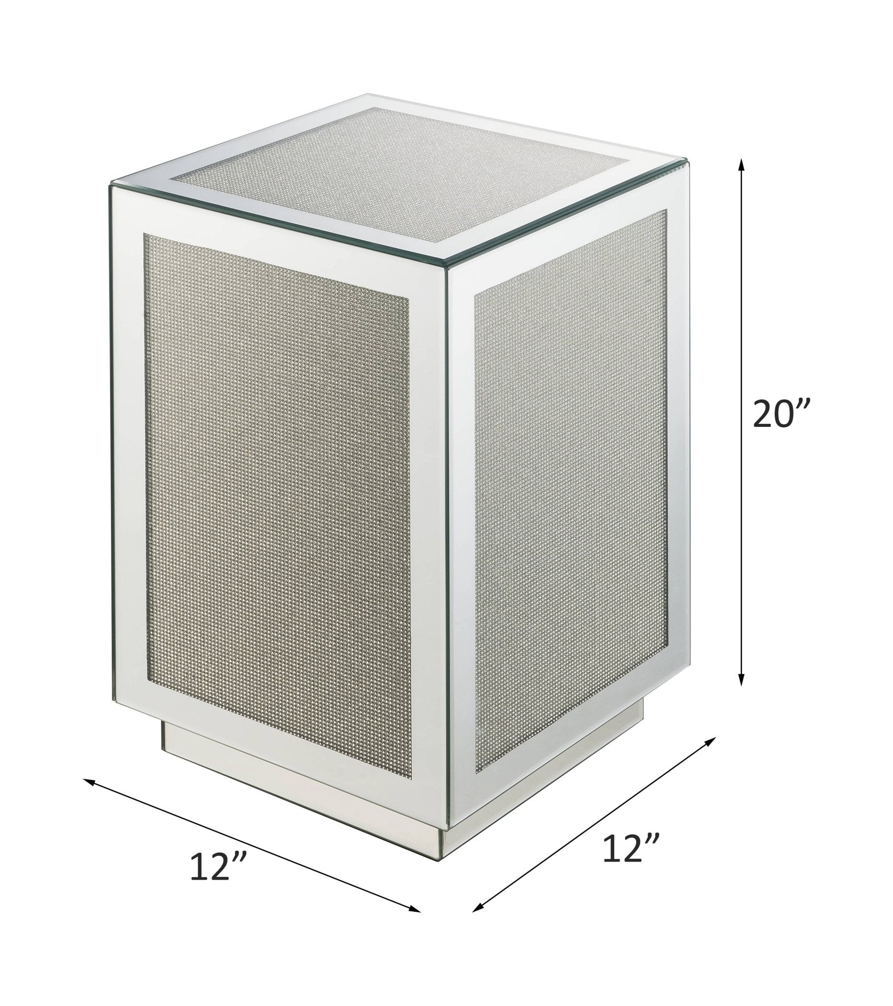Silver Mirrored Accent Table with Faux Diamond Inlay - 1st Choice Furniture Direct