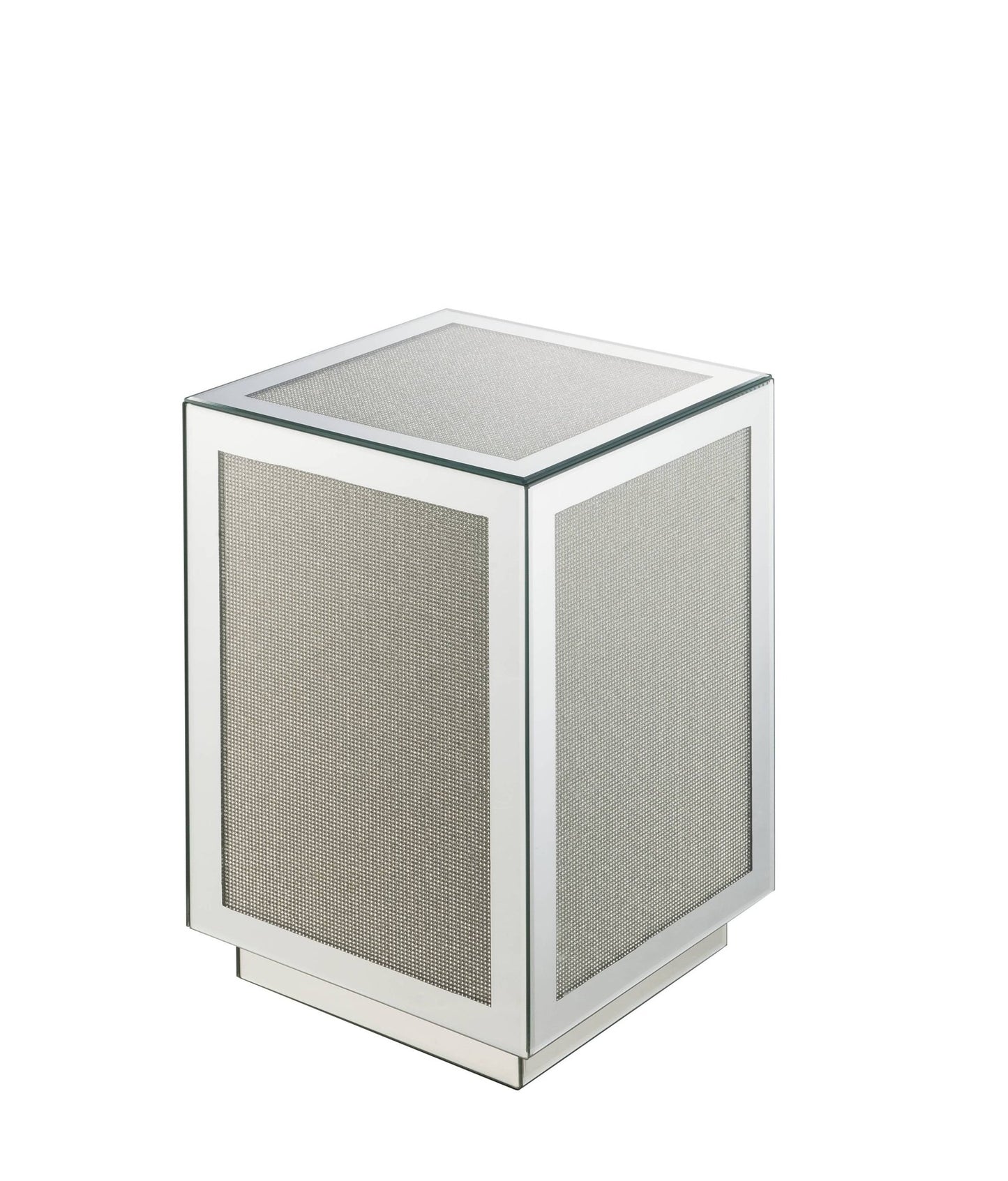 Silver Mirrored Accent Table with Faux Diamond Inlay - 1st Choice Furniture Direct