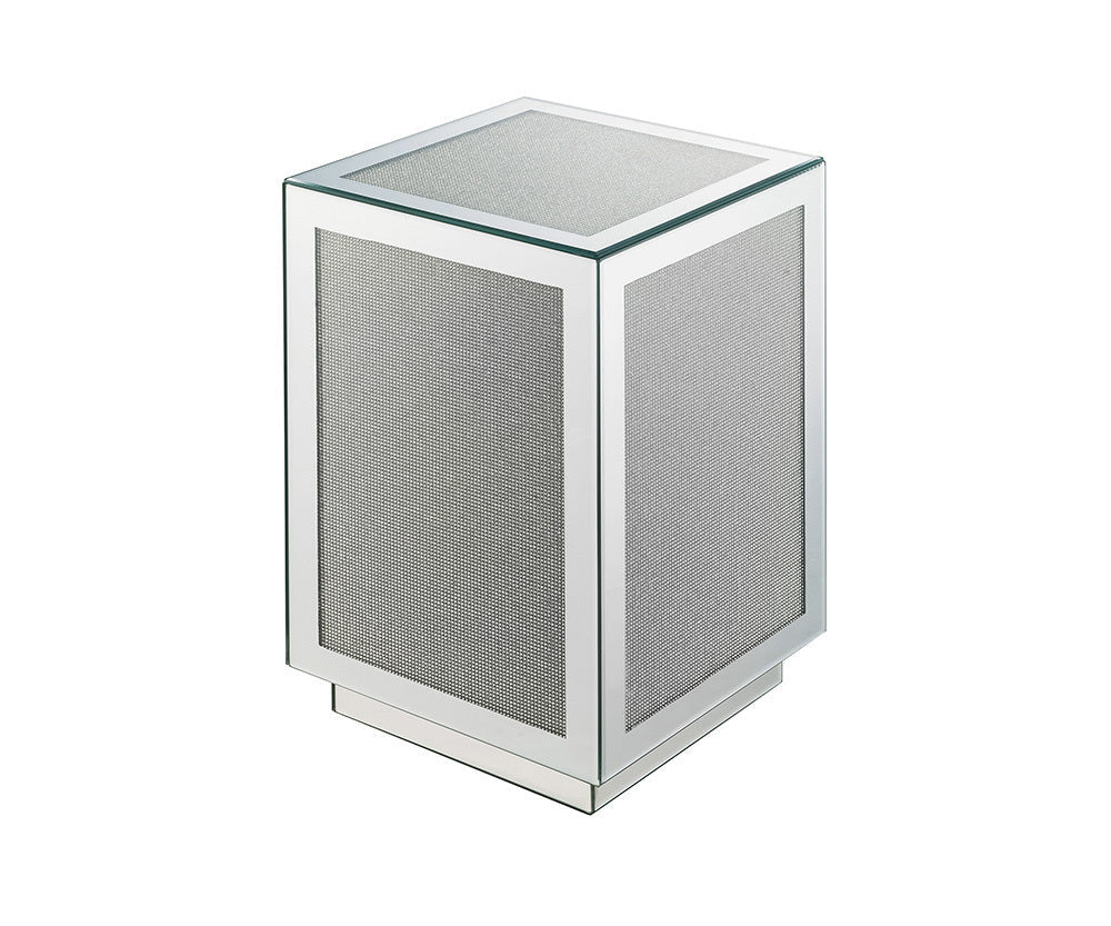 Silver Mirrored Accent Table with Faux Diamond Inlay - 1st Choice Furniture Direct