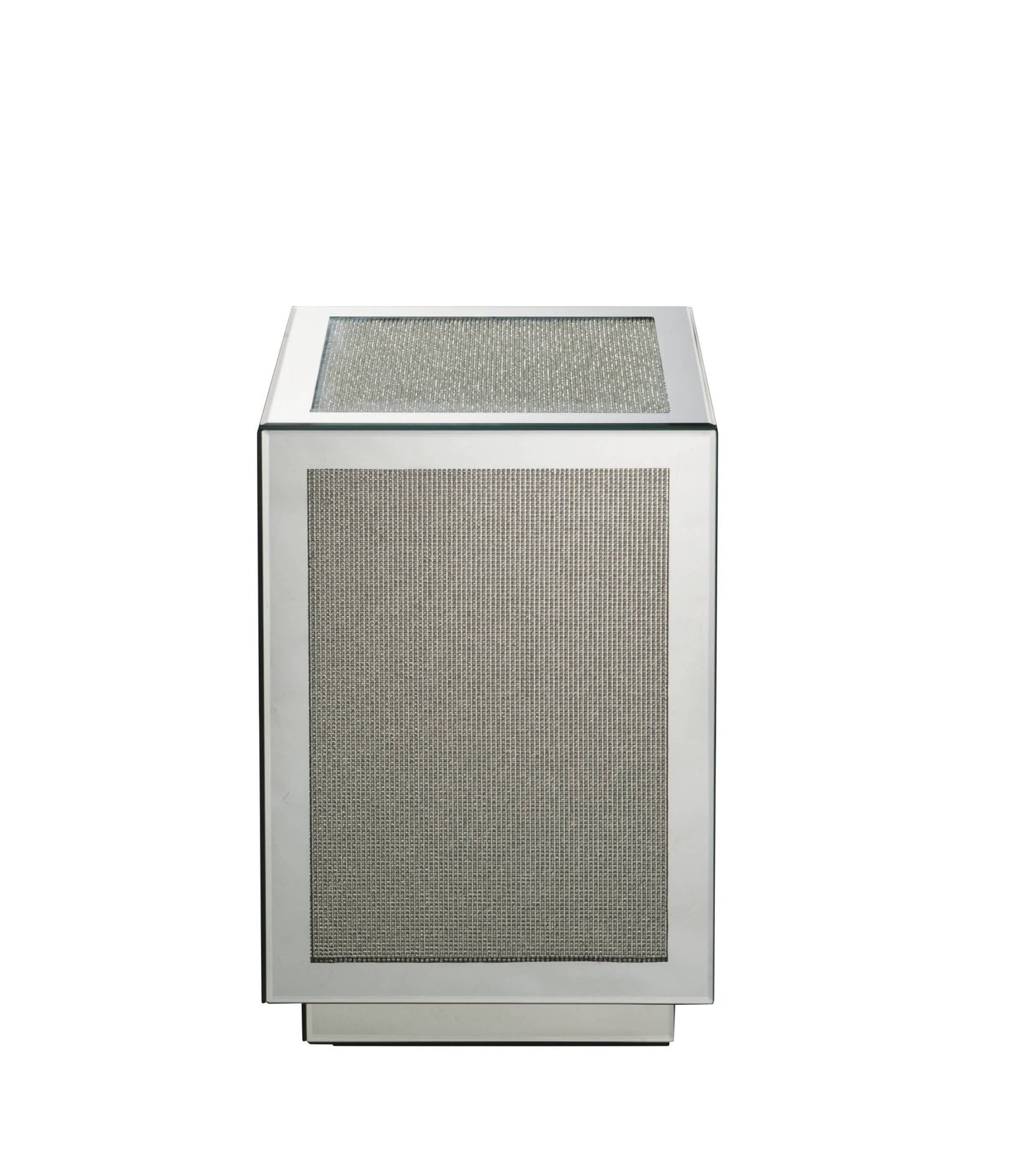 Silver Mirrored Accent Table with Faux Diamond Inlay - 1st Choice Furniture Direct