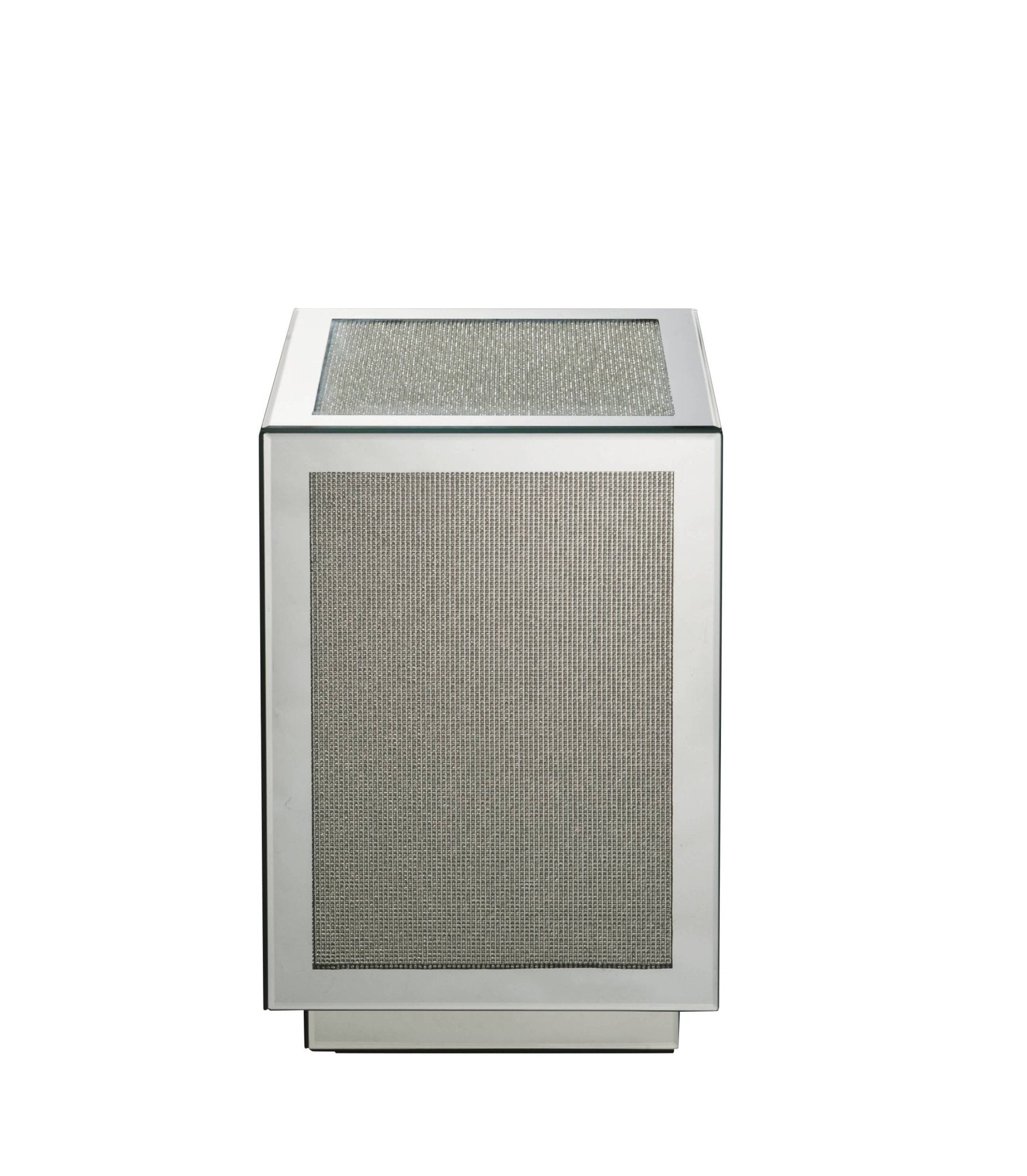 Silver Mirrored Accent Table with Faux Diamond Inlay - 1st Choice Furniture Direct