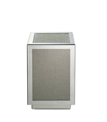 Silver Mirrored Accent Table with Faux Diamond Inlay - 1st Choice Furniture Direct