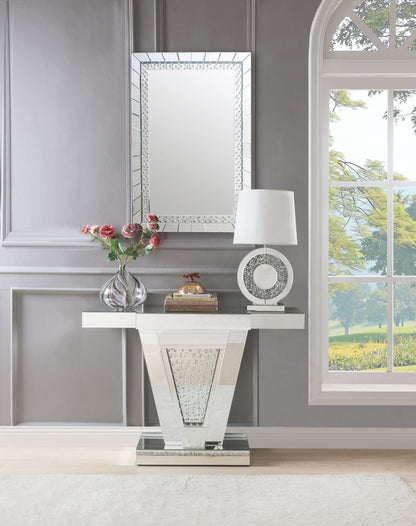 Silver Rectangular Wall Mirror with Crystal Trim - 1st Choice Furniture Direct