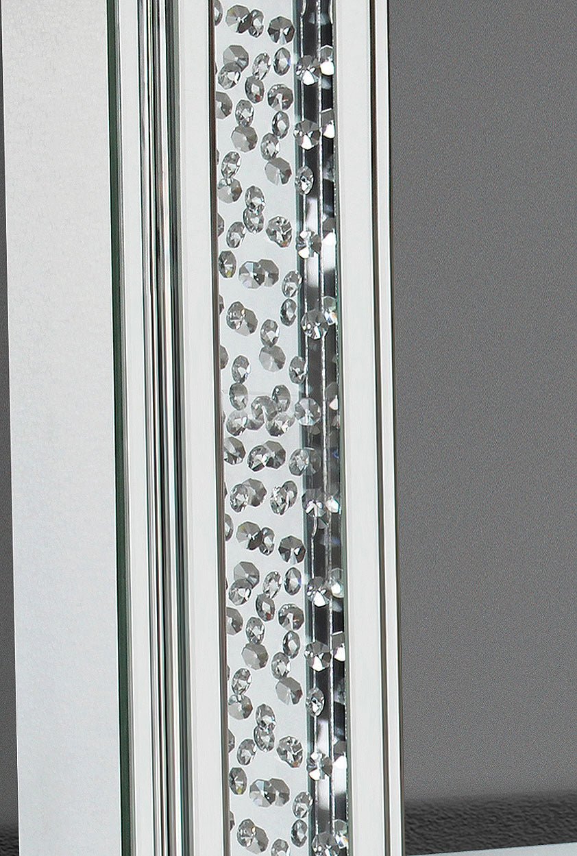 Silver Rectangular Wall Mirror with Crystal Trim - 1st Choice Furniture Direct