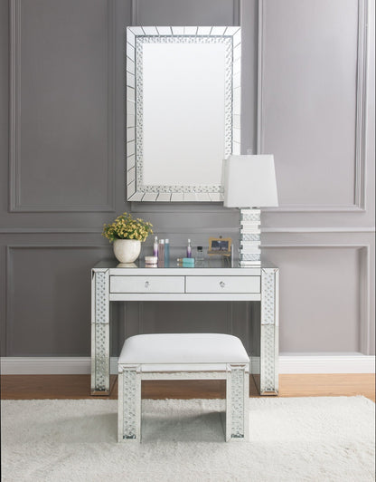 Silver Rectangular Wall Mirror with Crystal Trim - 1st Choice Furniture Direct