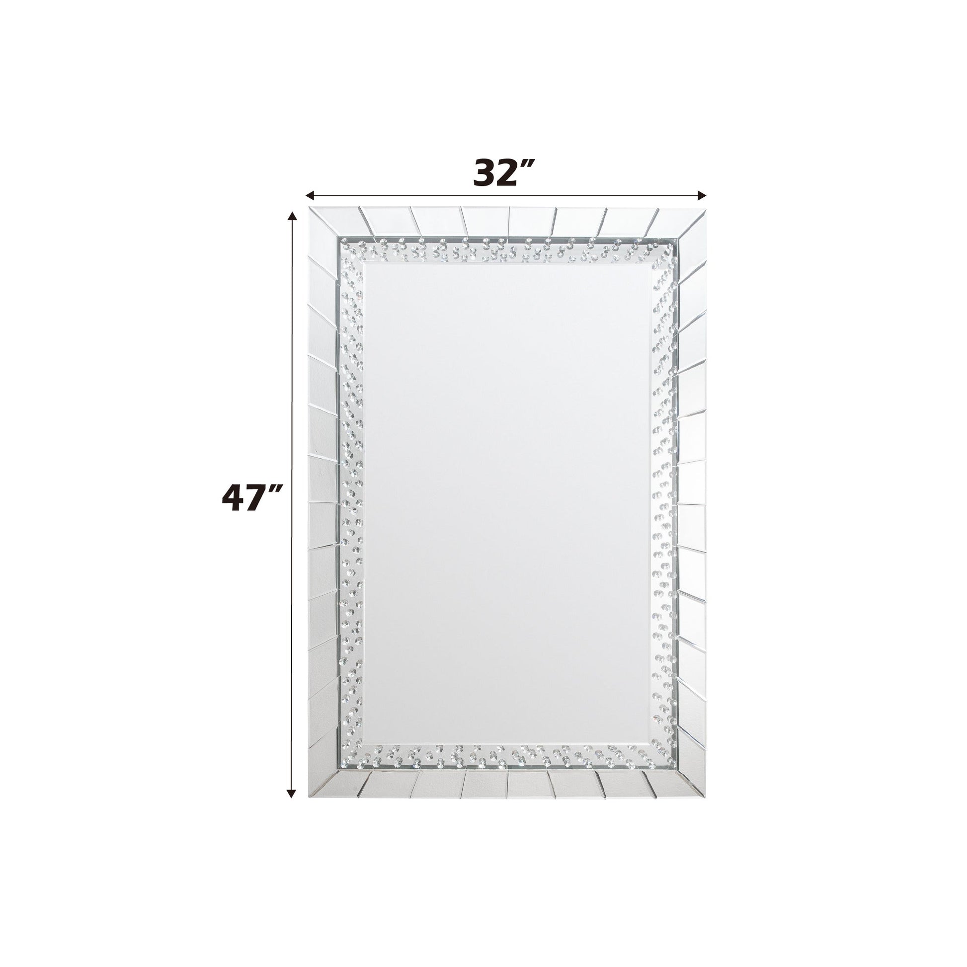 Silver Rectangular Wall Mirror with Crystal Trim - 1st Choice Furniture Direct