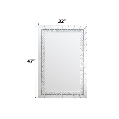 Silver Rectangular Wall Mirror with Crystal Trim - 1st Choice Furniture Direct