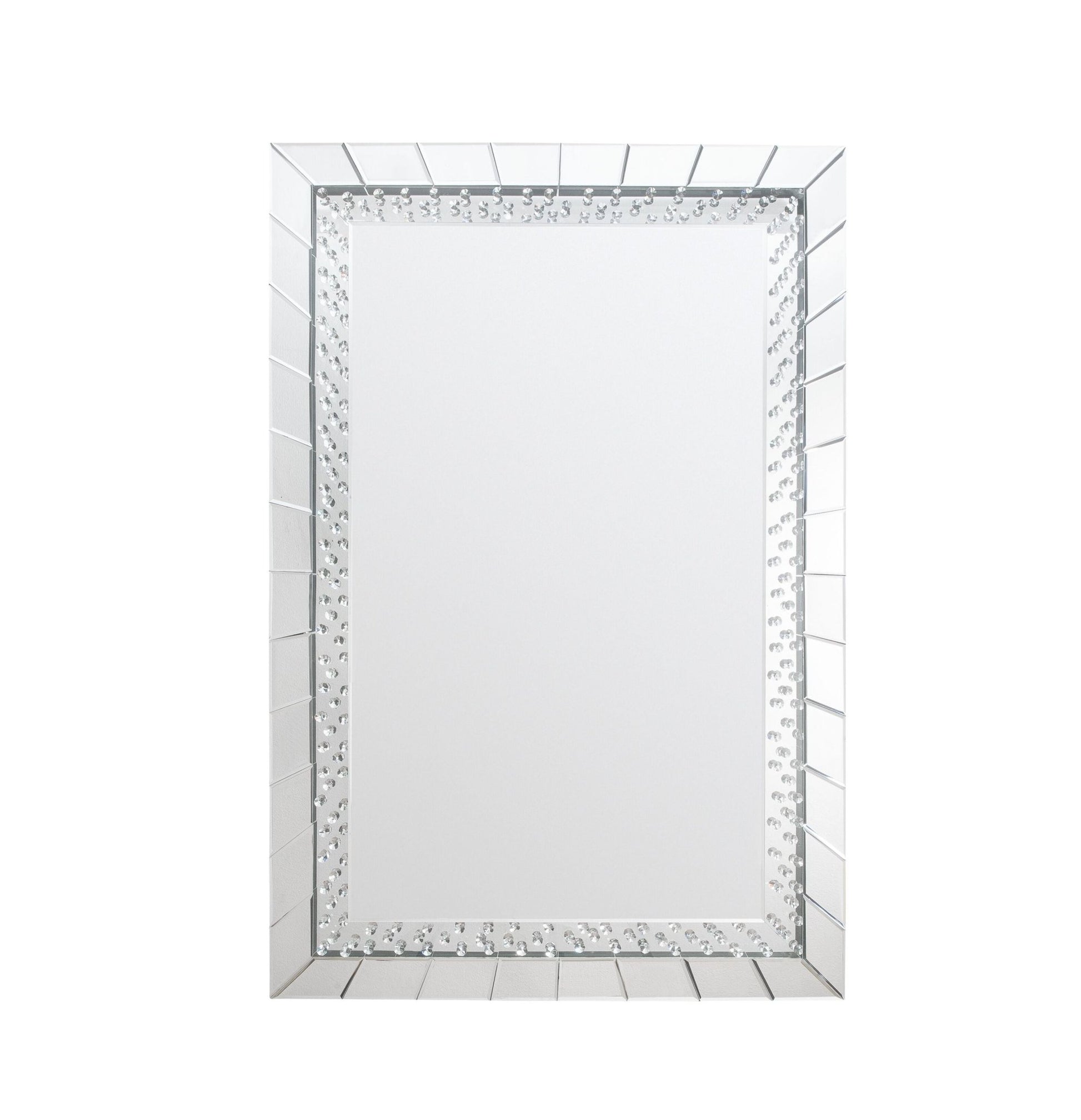 Silver Rectangular Wall Mirror with Crystal Trim - 1st Choice Furniture Direct