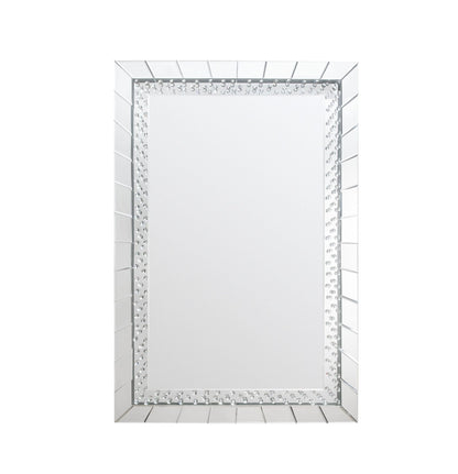 Silver Rectangular Wall Mirror with Crystal Trim - 1st Choice Furniture Direct