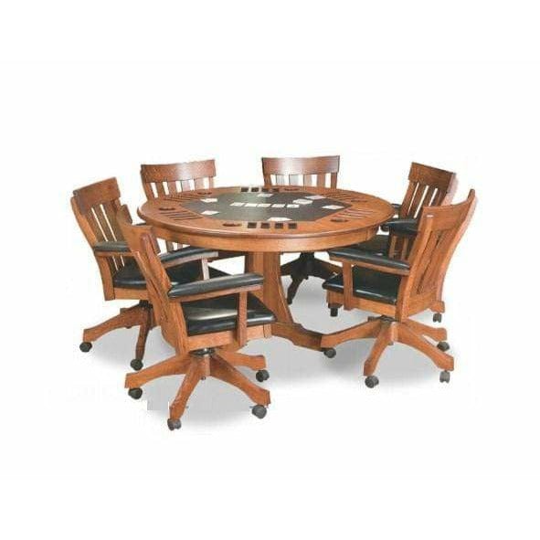 Silverline 52" Signature Mission QSWO Leather Insert Flip Top Game Table - 1st Choice Furniture Direct