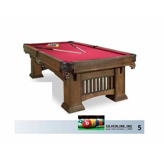 Silverline Game Pool Table Silverline Classic Mission Solid Hardwood Pool Table-Cherry 8' 1513C