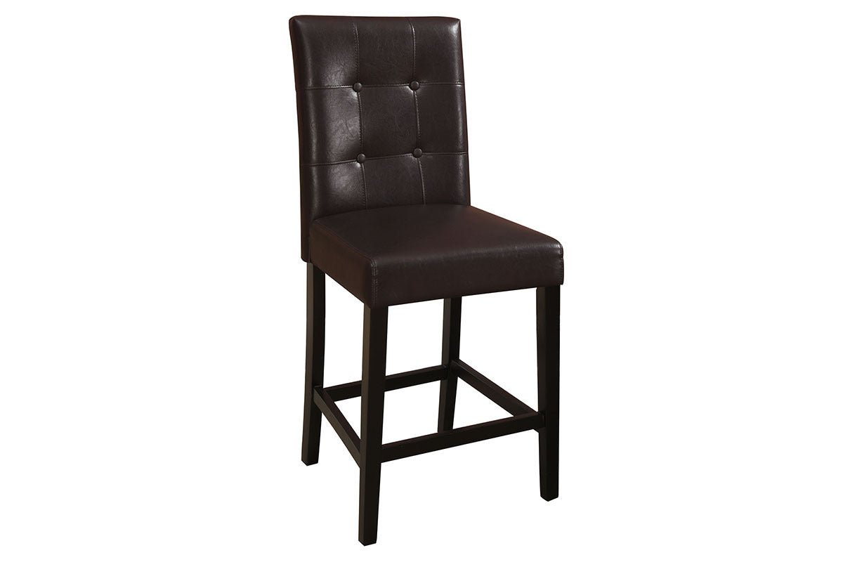 Simple Contemporary Set of 2 Counter Height Chairs Brown Finish Dining Seating's Cushion Chair Tufted Back Kitchen Dining Room - 1st Choice Furniture Direct