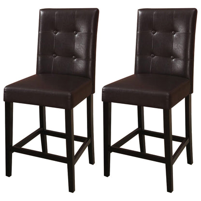 Simple Contemporary Set of 2 Counter Height Chairs Brown Finish Dining Seating's Cushion Chair Tufted Back Kitchen Dining Room - 1st Choice Furniture Direct