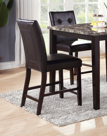 Simple Contemporary Set of 2 Counter Height Chairs Brown Finish Dining Seating's Cushion Chair Tufted Back Kitchen Dining Room - 1st Choice Furniture Direct