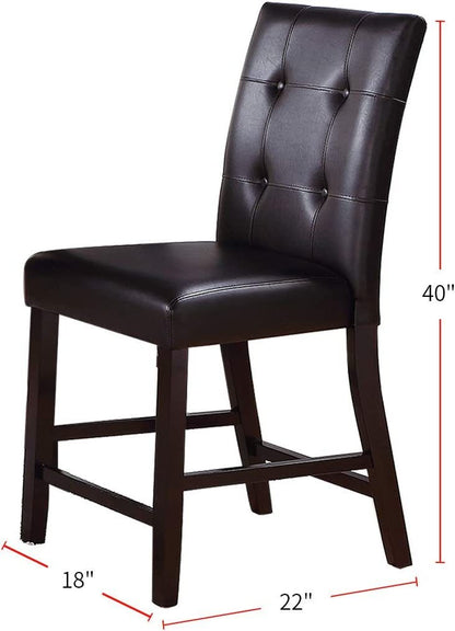 Simple Contemporary Set of 2 Counter Height Chairs Brown Finish Dining Seating's Cushion Chair Tufted Back Kitchen Dining Room - 1st Choice Furniture Direct