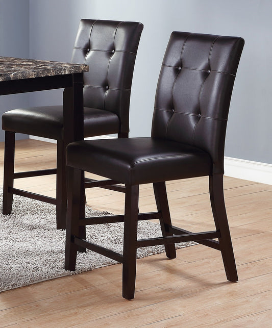 Simple Contemporary Set of 2 Counter Height Chairs Brown Finish Dining Seating's Cushion Chair Tufted Back Kitchen Dining Room - 1st Choice Furniture Direct