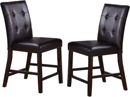 Simple Contemporary Set of 2 Counter Height Chairs Brown Finish Dining Seating's Cushion Chair Tufted Back Kitchen Dining Room - 1st Choice Furniture Direct
