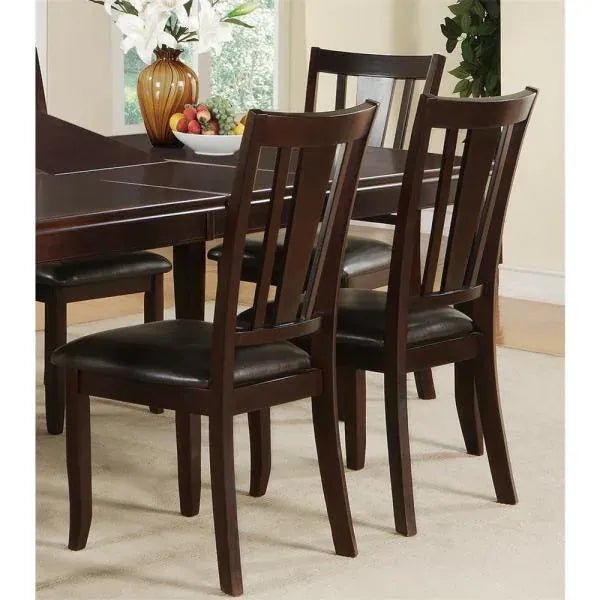 Simple Contemporary Set of 2 Side Chairs Brown Finish Dining Seating Cushion Chair Unique Design Kitchen Dining Room Faux Leather Seat - 1st Choice Furniture Direct
