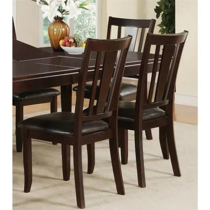 Simple Contemporary Set of 2 Side Chairs Brown Finish Dining Seating Cushion Chair Unique Design Kitchen Dining Room Faux Leather Seat - 1st Choice Furniture Direct