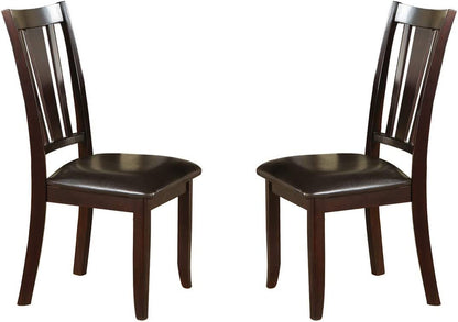 Simple Contemporary Set of 2 Side Chairs Brown Finish Dining Seating Cushion Chair Unique Design Kitchen Dining Room Faux Leather Seat - 1st Choice Furniture Direct