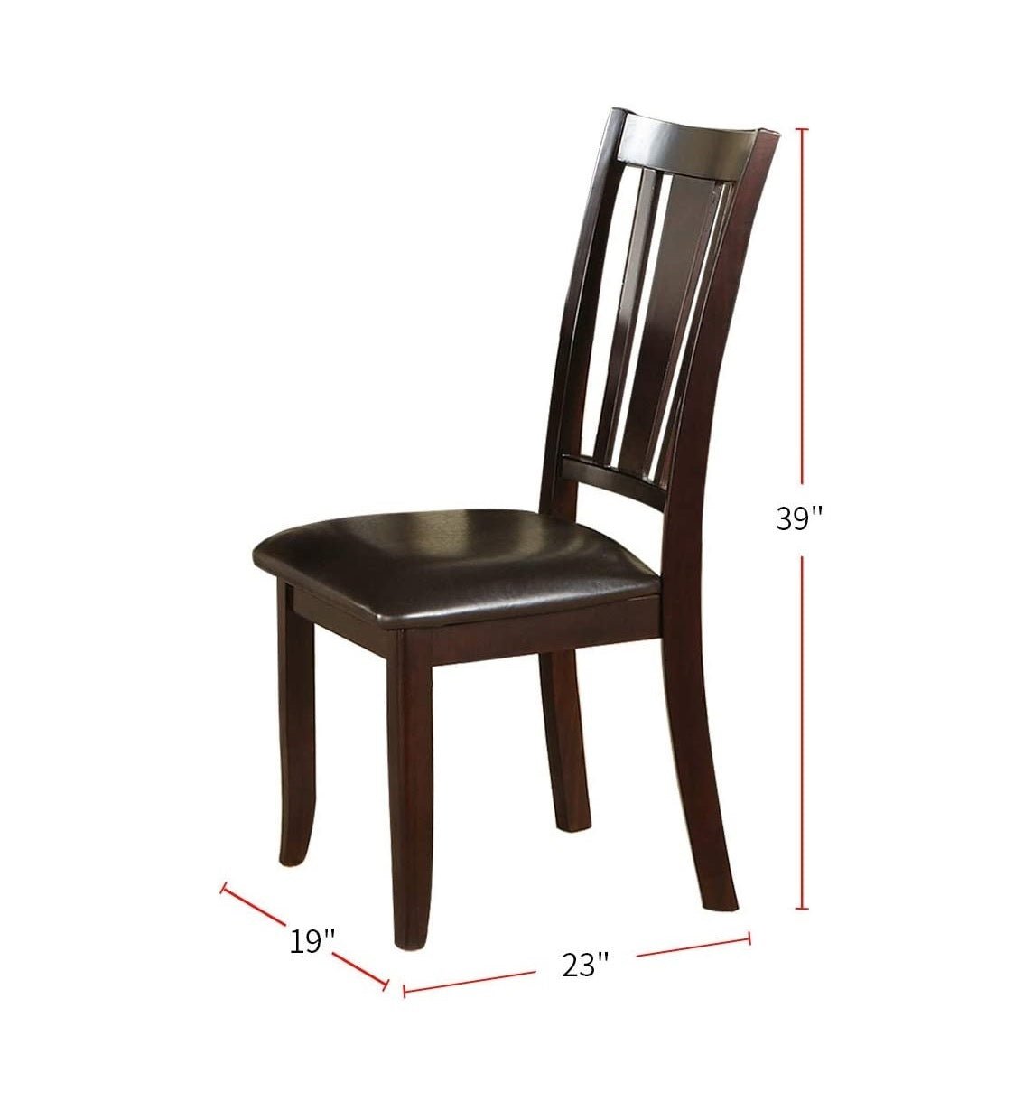 Simple Contemporary Set of 2 Side Chairs Brown Finish Dining Seating Cushion Chair Unique Design Kitchen Dining Room Faux Leather Seat - 1st Choice Furniture Direct