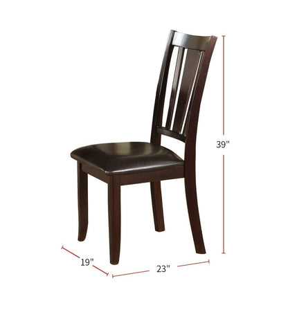 Simple Contemporary Set of 2 Side Chairs Brown Finish Dining Seating Cushion Chair Unique Design Kitchen Dining Room Faux Leather Seat - 1st Choice Furniture Direct