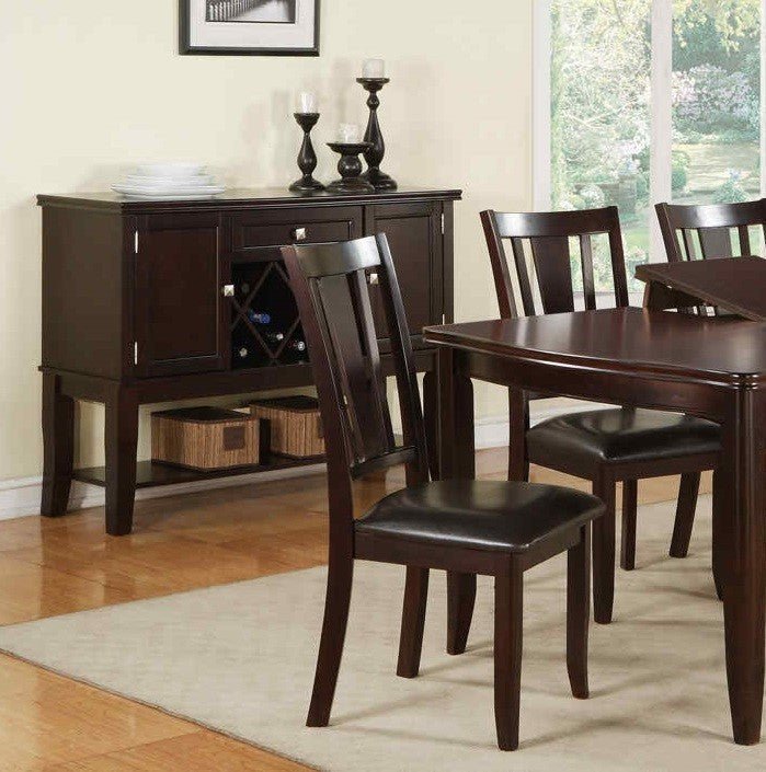 Simple Contemporary Set of 2 Side Chairs Brown Finish Dining Seating Cushion Chair Unique Design Kitchen Dining Room Faux Leather Seat - 1st Choice Furniture Direct