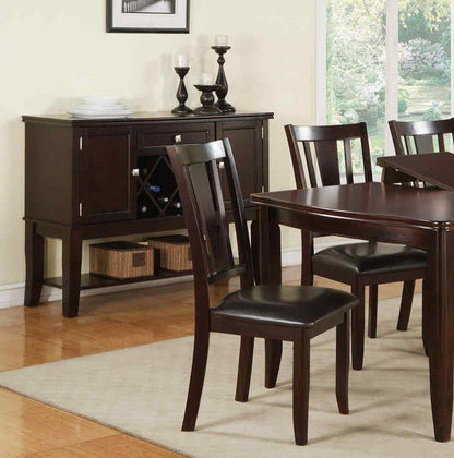 Simple Contemporary Set of 2 Side Chairs Brown Finish Dining Seating Cushion Chair Unique Design Kitchen Dining Room Faux Leather Seat - 1st Choice Furniture Direct