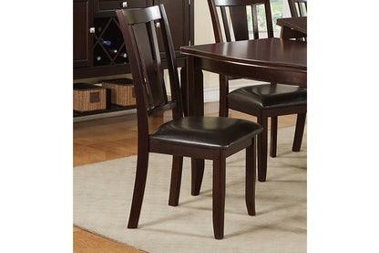 Simple Contemporary Set of 2 Side Chairs Brown Finish Dining Seating Cushion Chair Unique Design Kitchen Dining Room Faux Leather Seat - 1st Choice Furniture Direct
