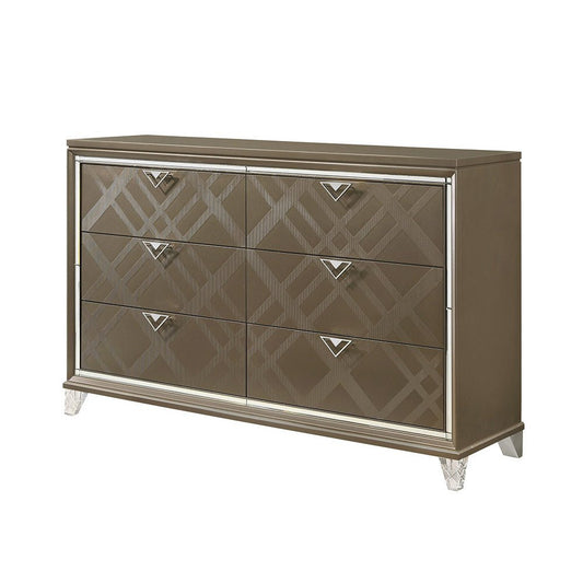 Skylar Dark Champagne Finish Dresser - 1st Choice Furniture Direct