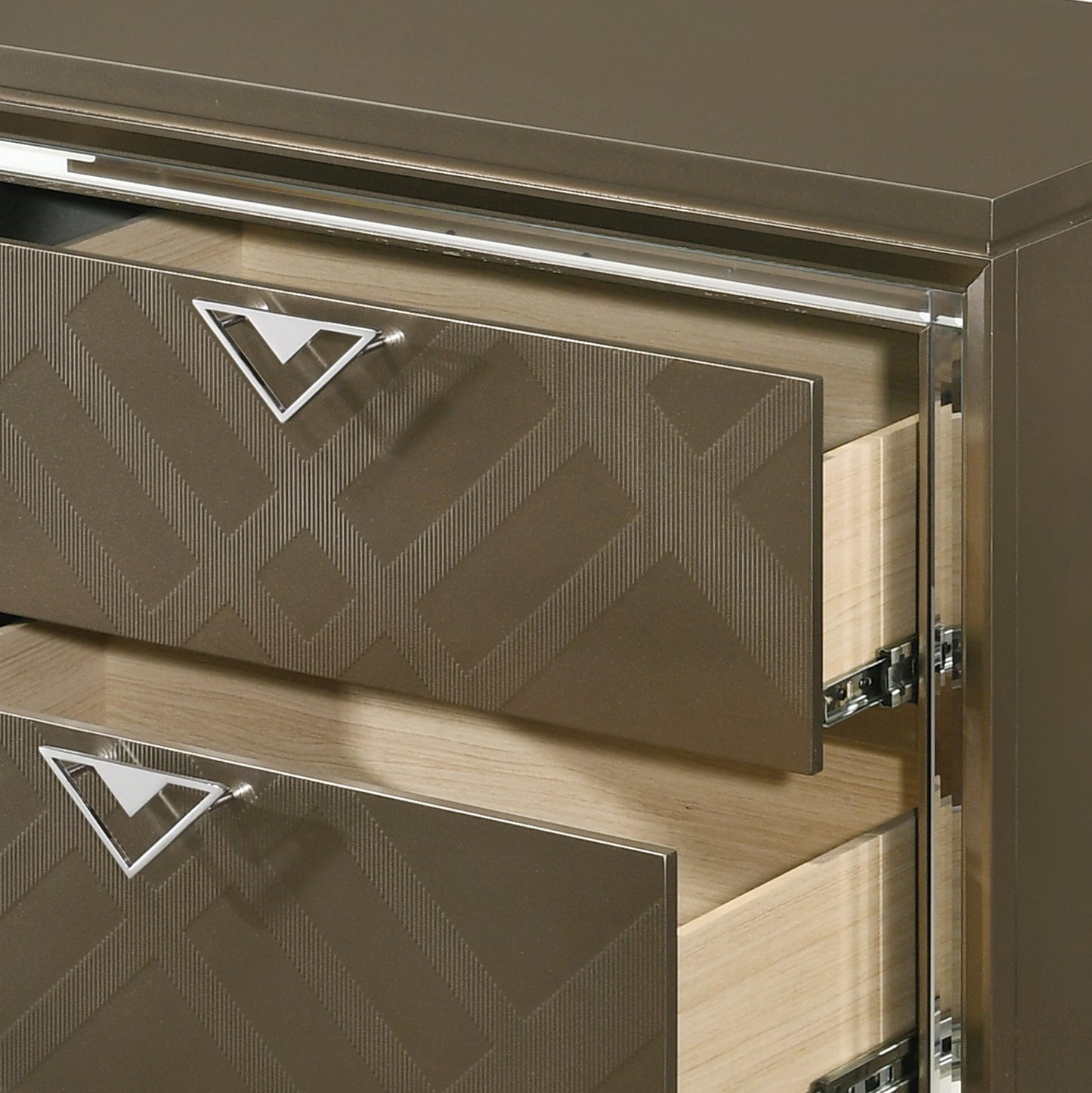 Skylar Dark Champagne Finish Nightstand - 1st Choice Furniture Direct