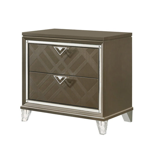 Skylar Dark Champagne Finish Nightstand - 1st Choice Furniture Direct