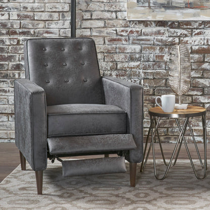Slate Microfiber Recliner Chair with Birch Wood Legs - 1st Choice Furniture Direct
