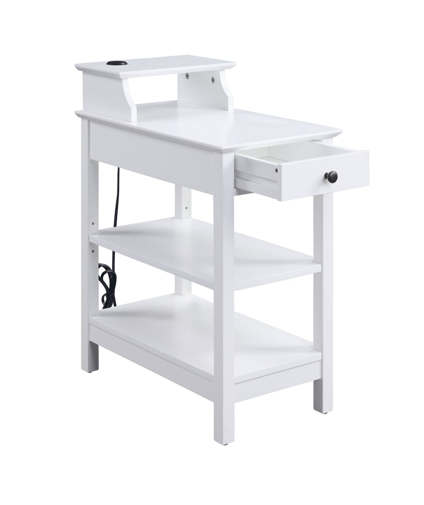 Slayer White Finish Accent Table W/USB - 1st Choice Furniture Direct