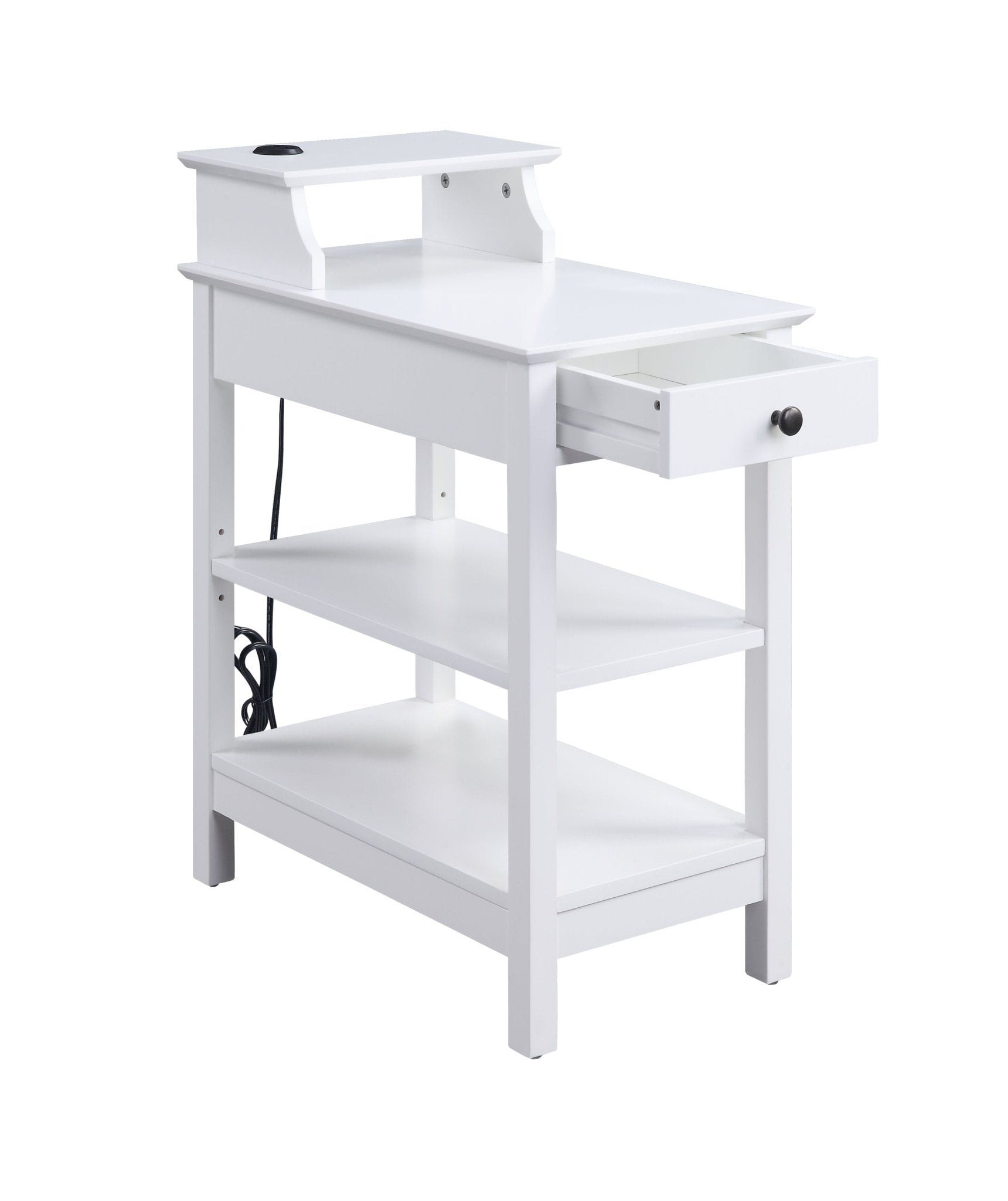 Slayer White Finish Accent Table W/USB - 1st Choice Furniture Direct