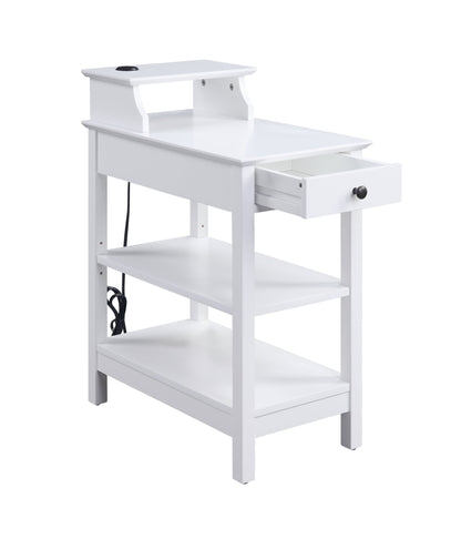 Slayer White Finish Accent Table W/USB - 1st Choice Furniture Direct