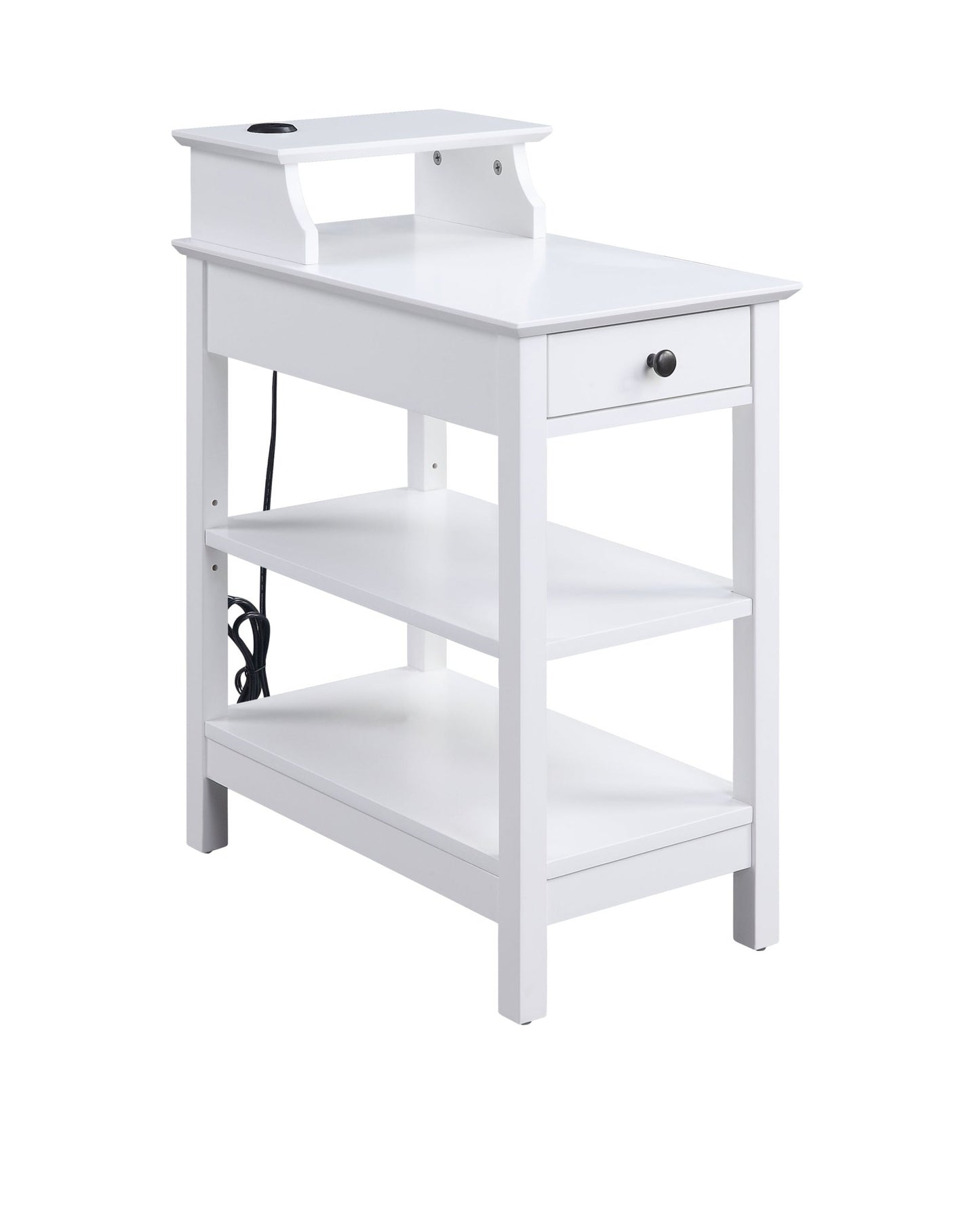 Slayer White Finish Accent Table W/USB - 1st Choice Furniture Direct
