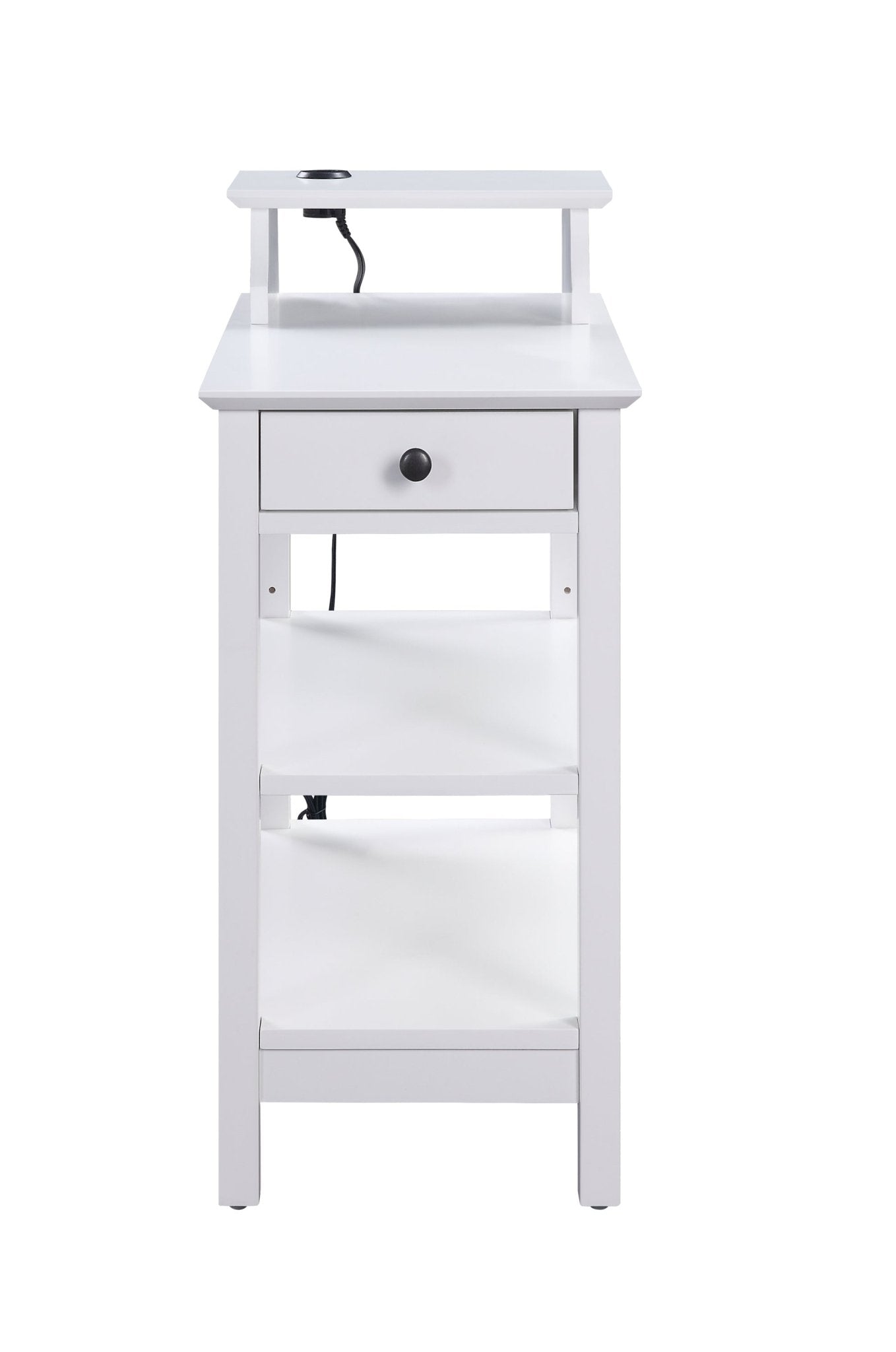 Slayer White Finish Accent Table W/USB - 1st Choice Furniture Direct