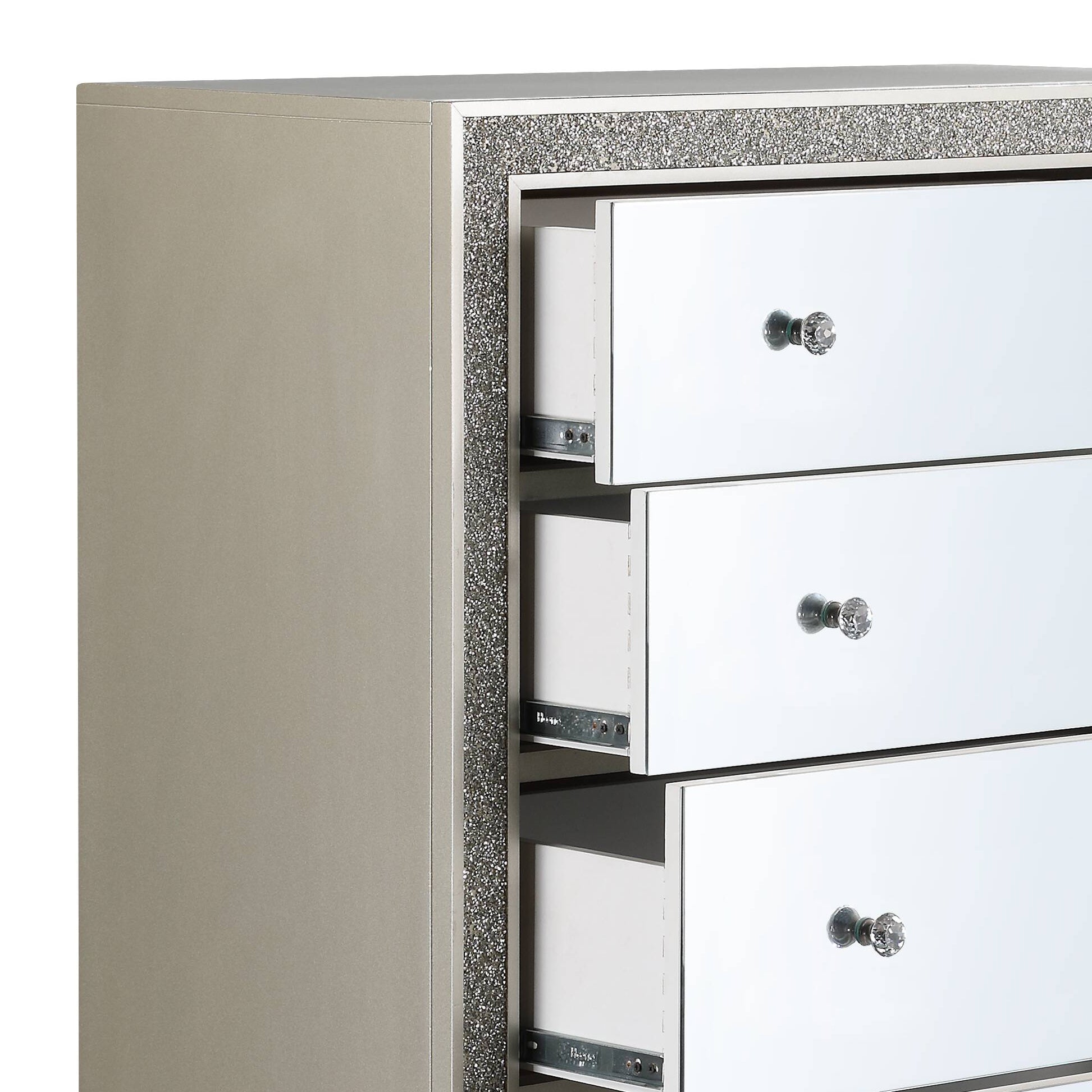 Sliverfluff Mirrored & Champagne Finish Chest - 1st Choice Furniture Direct