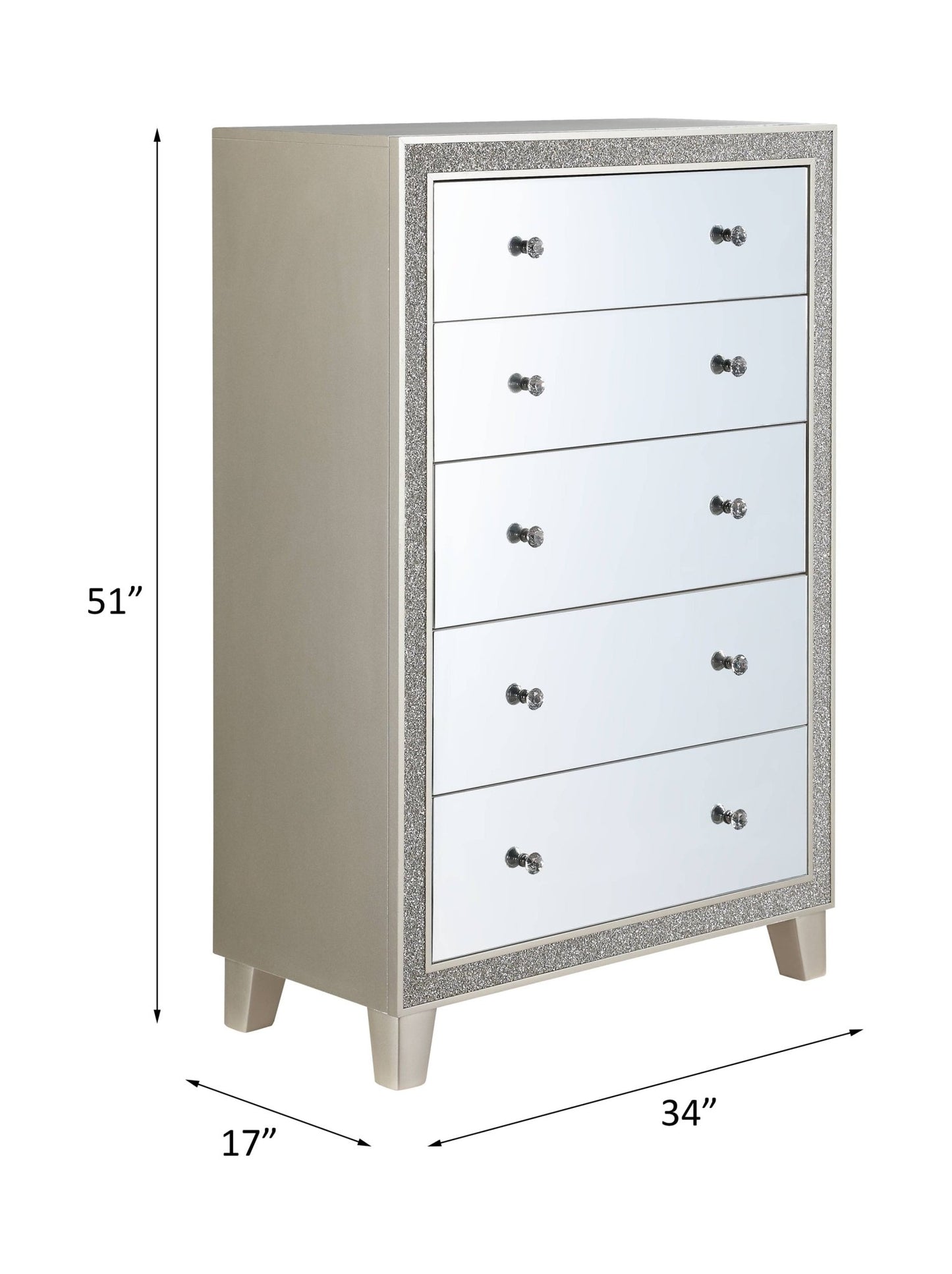 Sliverfluff Mirrored & Champagne Finish Chest - 1st Choice Furniture Direct