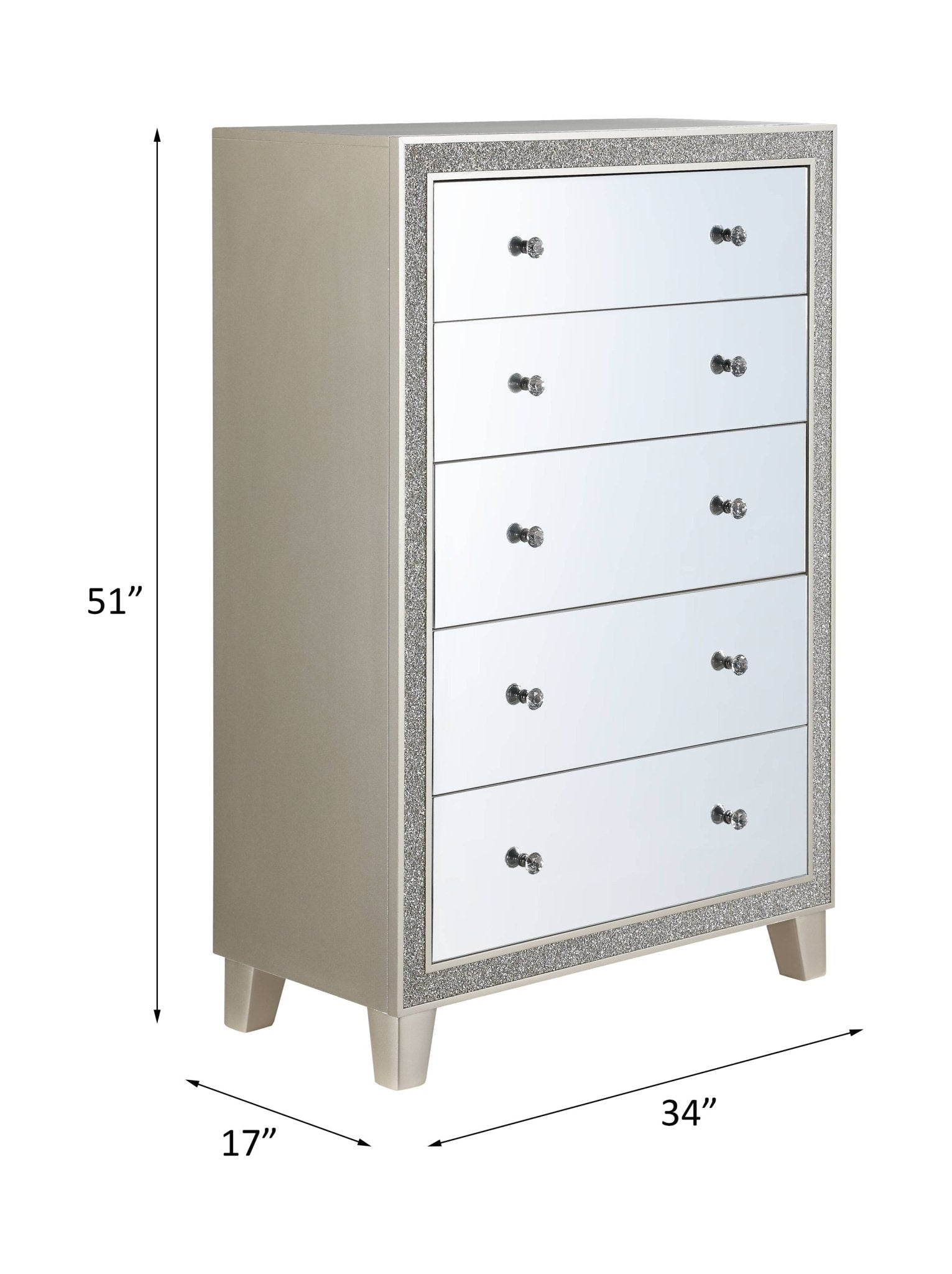 Sliverfluff Mirrored & Champagne Finish Chest - 1st Choice Furniture Direct