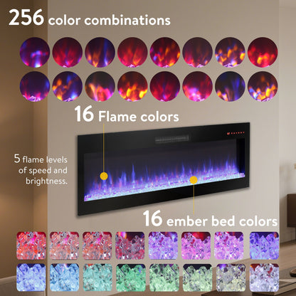 Smart 50' WiFi - Enabled Electric Fireplace Heater, Recessed in - Wall and Wall - Mounted - 1st Choice Furniture Direct
