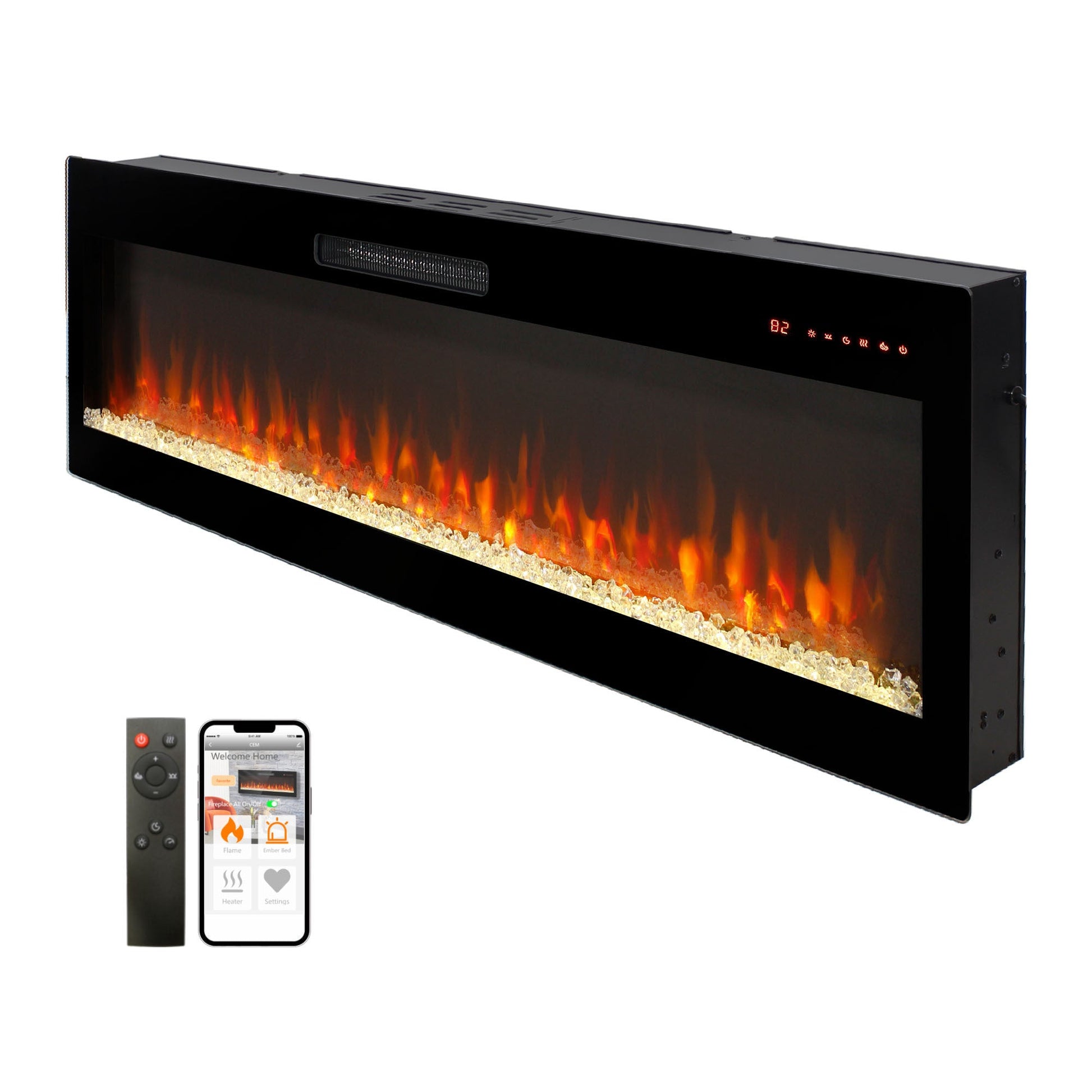 Smart 50' WiFi - Enabled Electric Fireplace Heater, Recessed in - Wall and Wall - Mounted - 1st Choice Furniture Direct