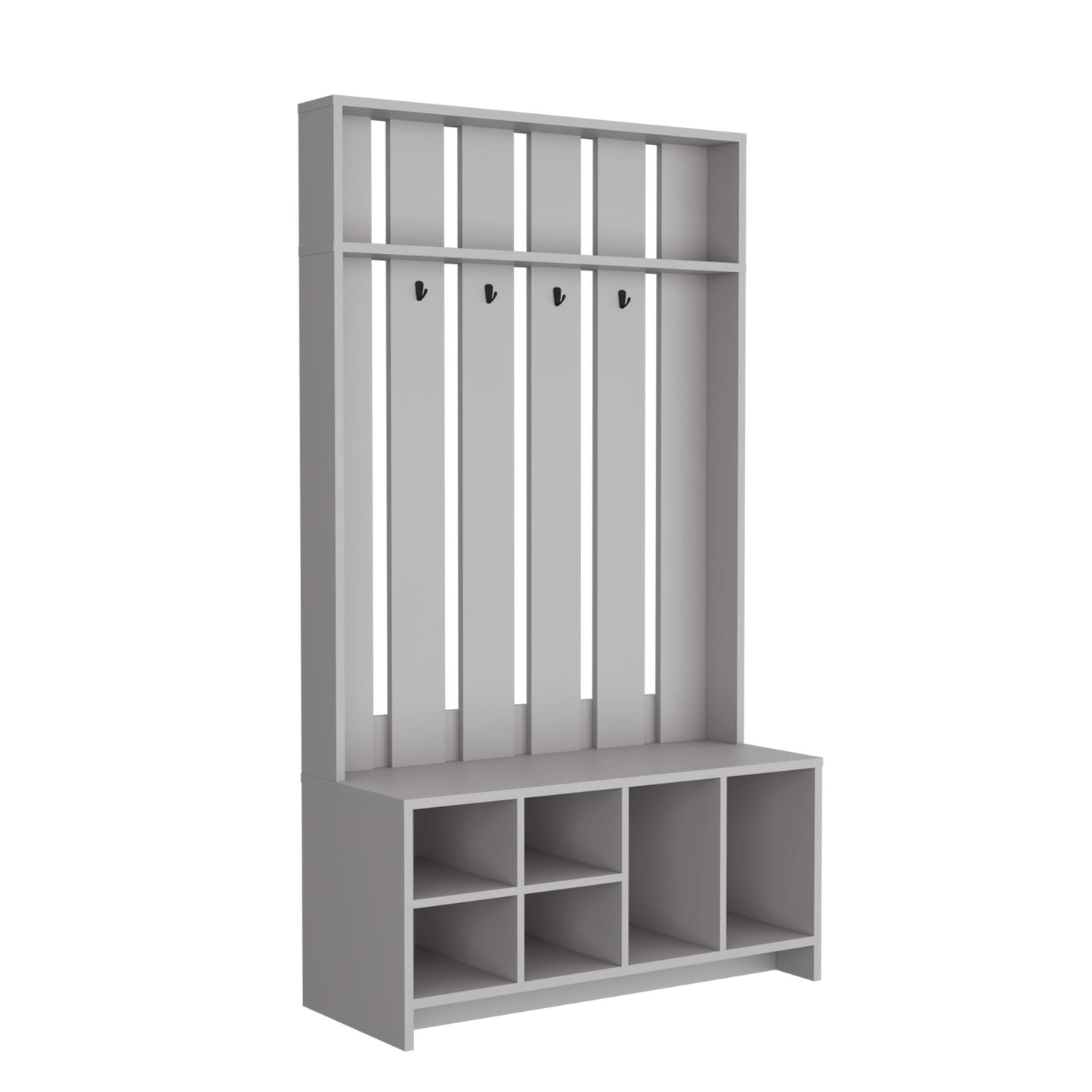Smoke Grey Hall Tree with Shoe Storage, Coat Hooks & Top Shelf - 1st Choice Furniture Direct