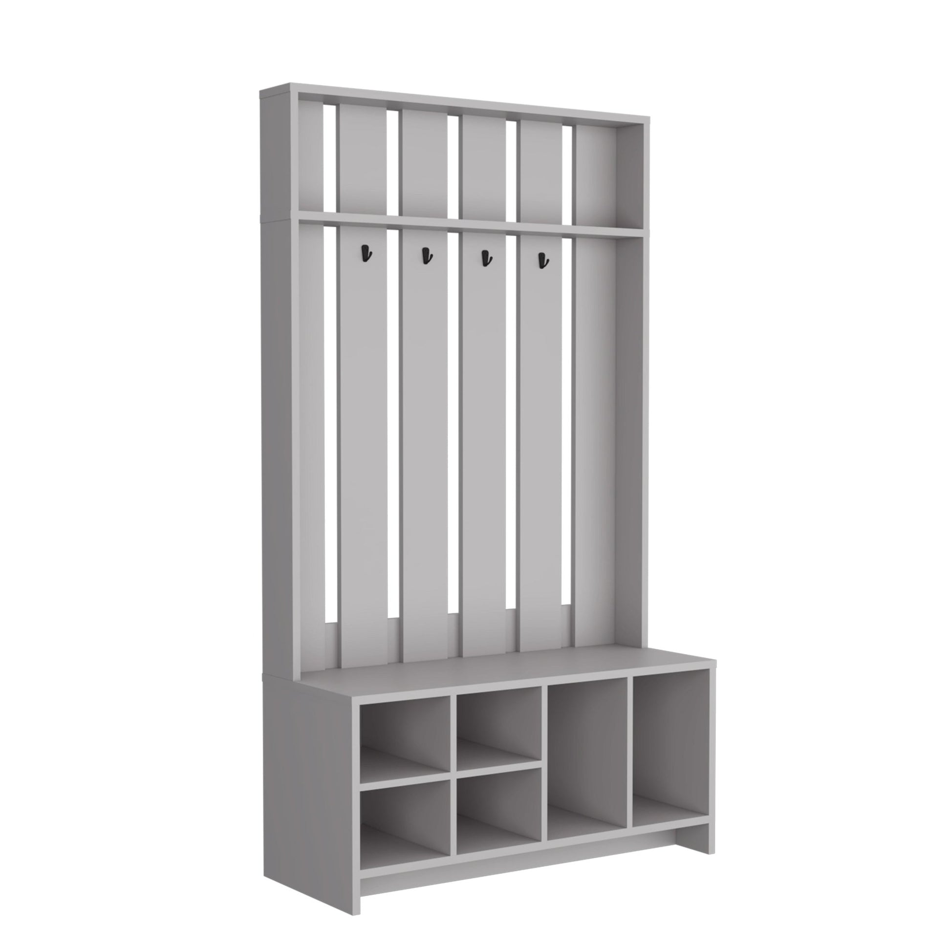 Smoke Grey Hall Tree with Shoe Storage, Coat Hooks & Top Shelf - 1st Choice Furniture Direct