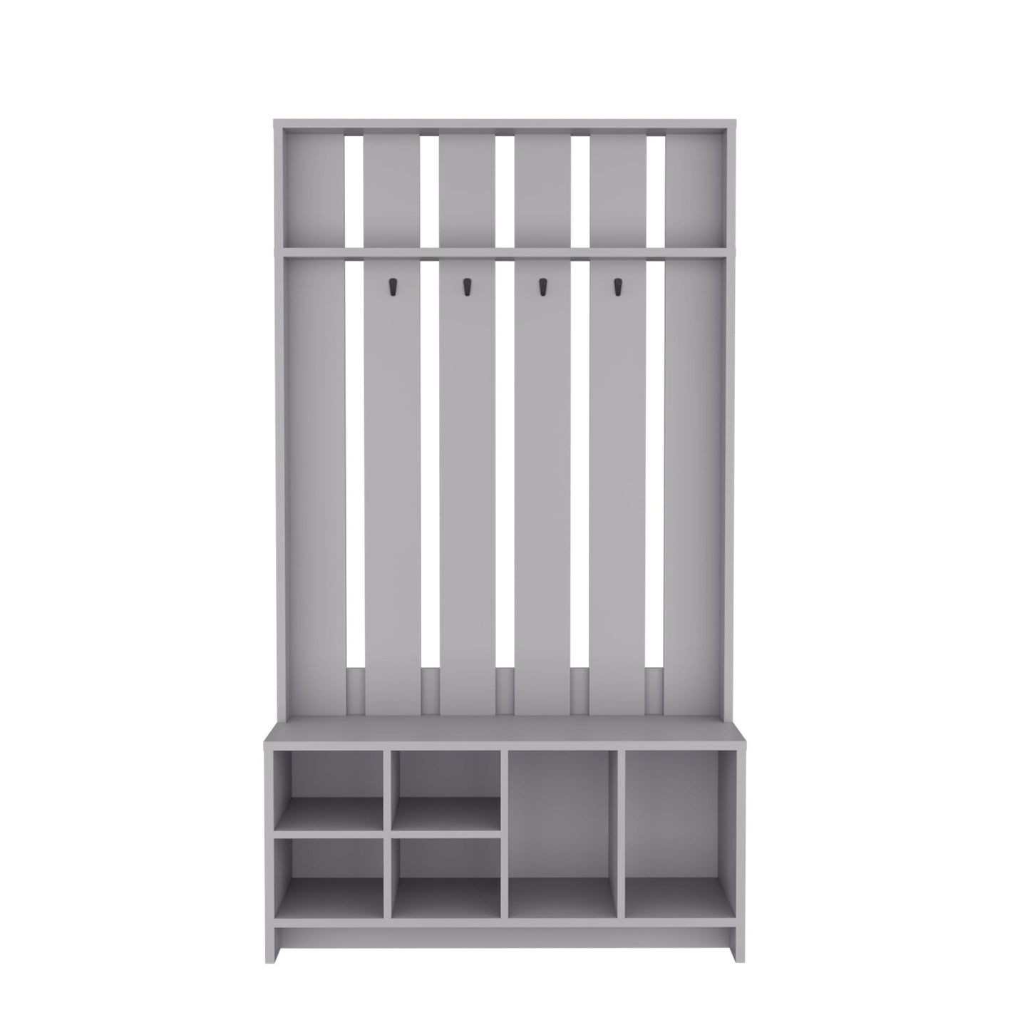 Smoke Grey Hall Tree with Shoe Storage, Coat Hooks & Top Shelf - 1st Choice Furniture Direct