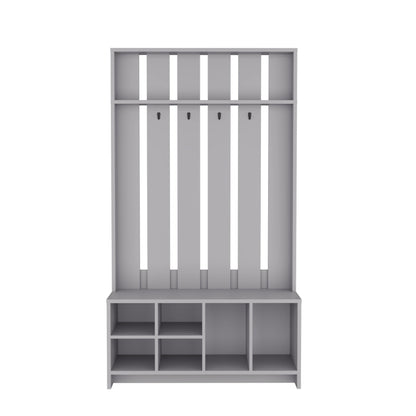 Smoke Grey Hall Tree with Shoe Storage, Coat Hooks & Top Shelf - 1st Choice Furniture Direct