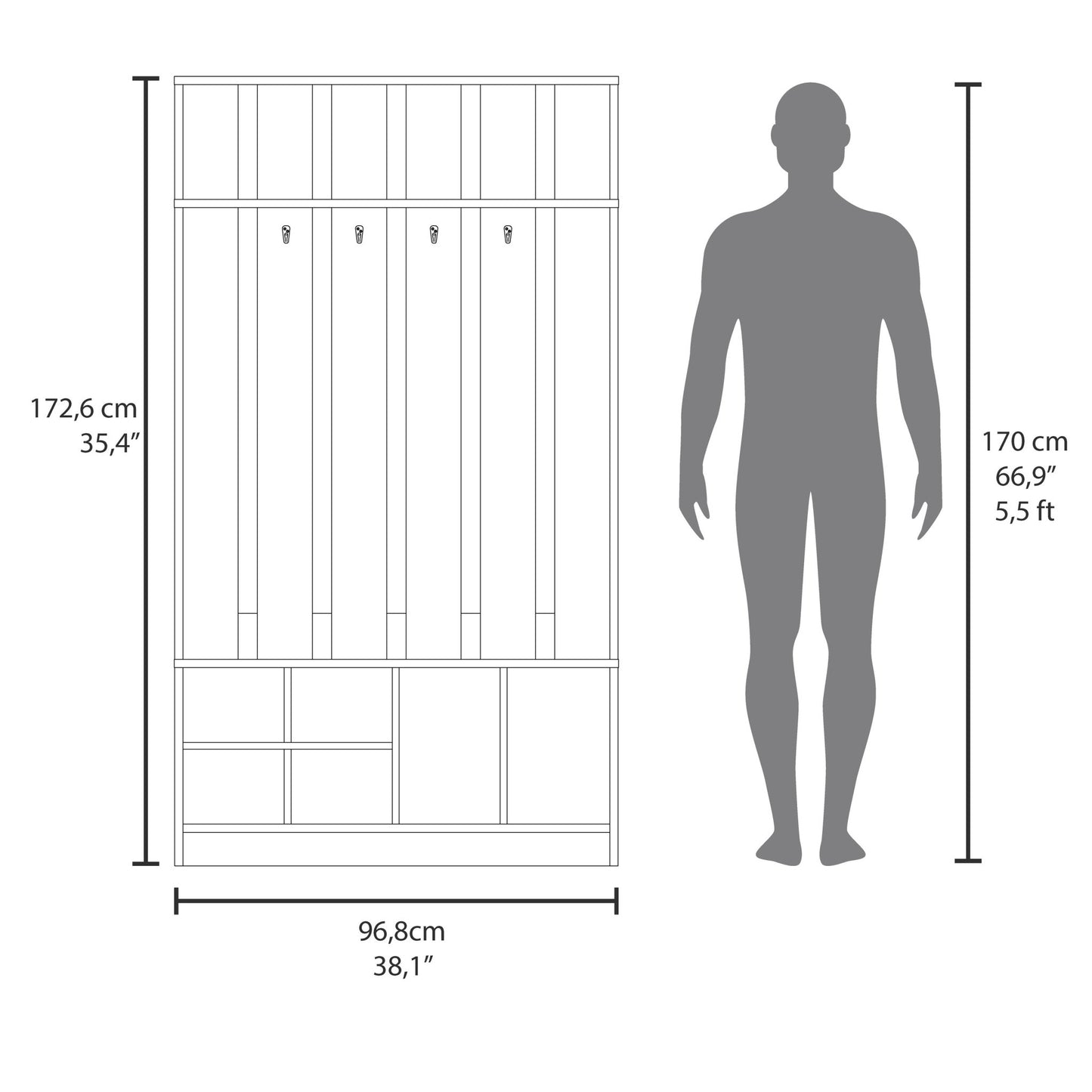 Smoke Grey Hall Tree with Shoe Storage, Coat Hooks & Top Shelf - 1st Choice Furniture Direct