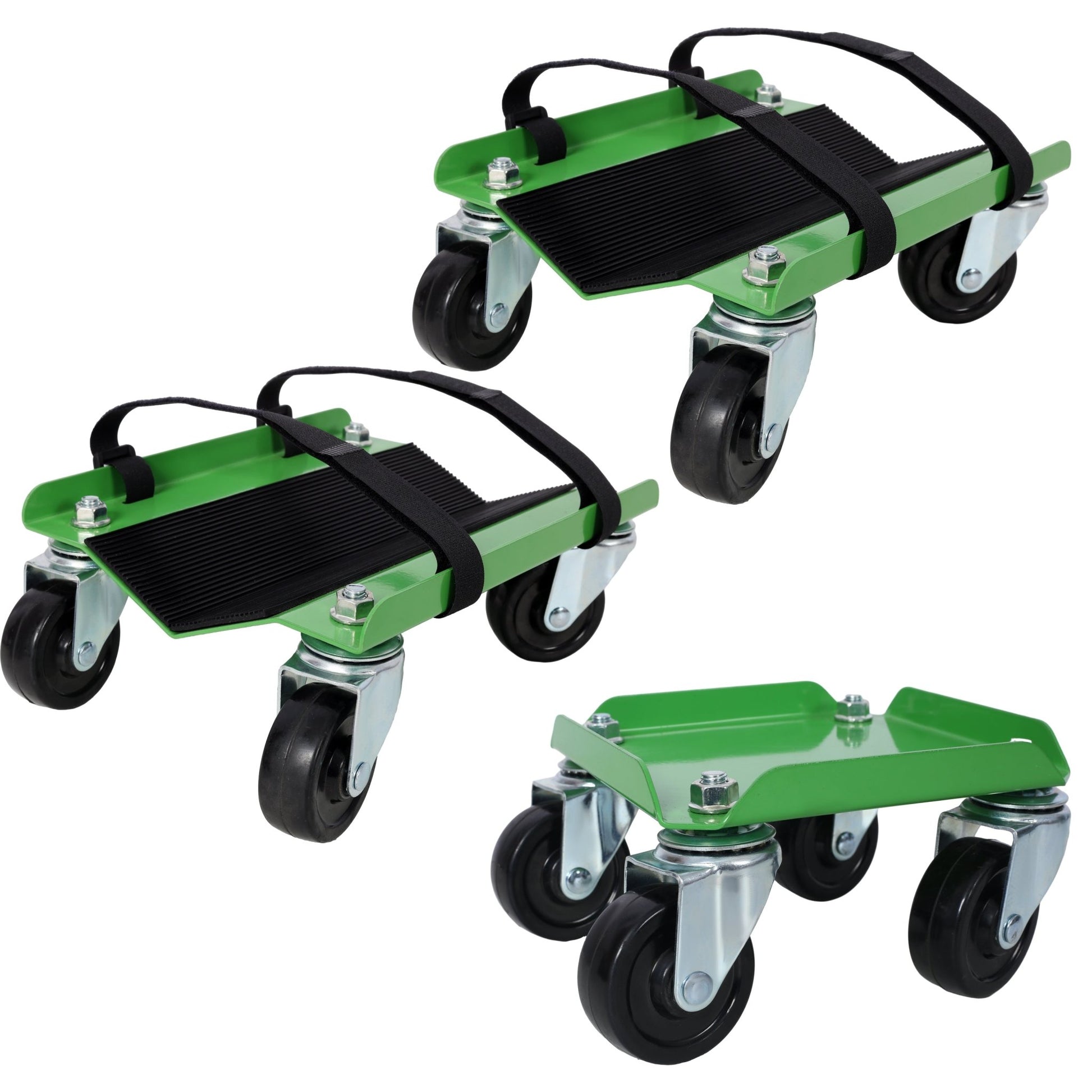 Snowmobile Dolly Heavy Duty Carries up to 1500lbs V - Slide with 2.5' Swivel Casters Rubber Pad Protecting Skis and 2 Pairs of Heavy Duty Straps Firmly Attaching on Skis, GREEN COLOR - 1st Choice Furniture Direct
